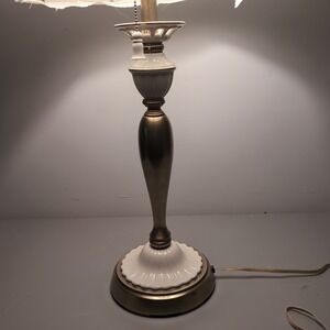 VTG Lenox Quoizel Matelasse Table Lamp Ivory Porcelain & Brass 32" NO SHADE #1